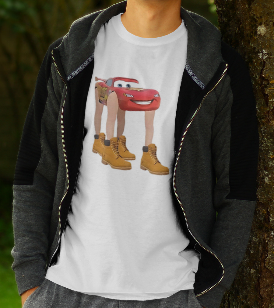 Lightning McQueen With Legs Cartoon Boots T-Shirt