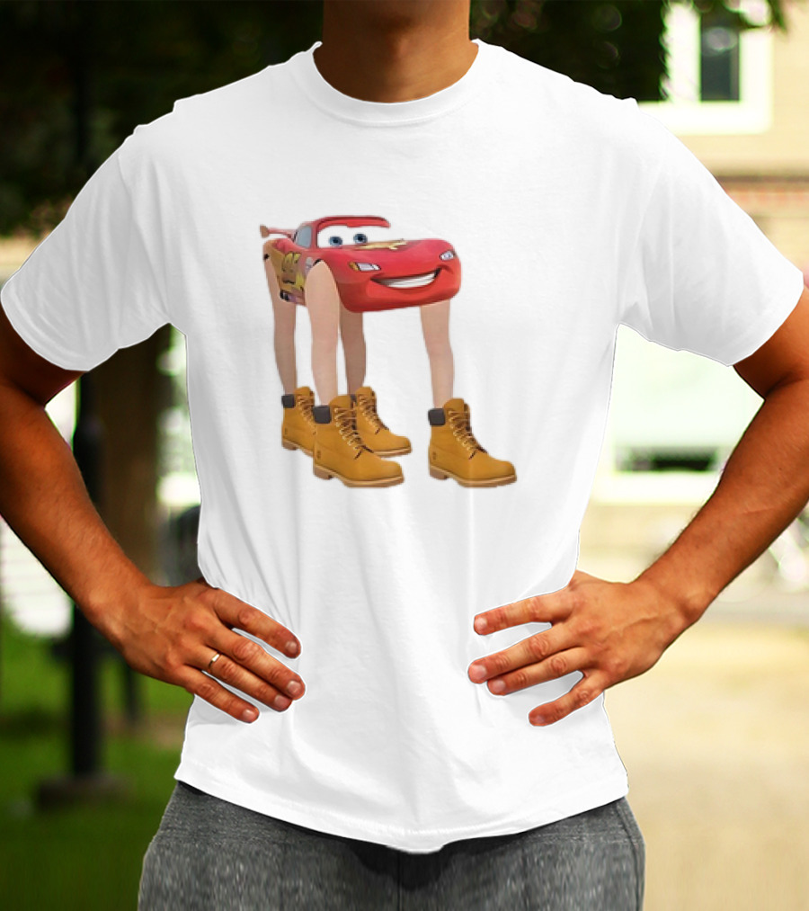 Lightning McQueen With Legs Cartoon Boots T-Shirt
