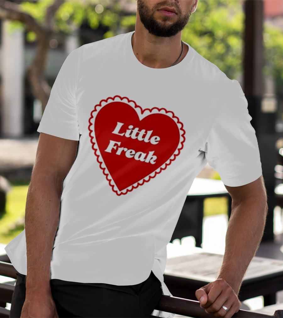 Little Freak Heart Red Scalloped Text T-Shirt
