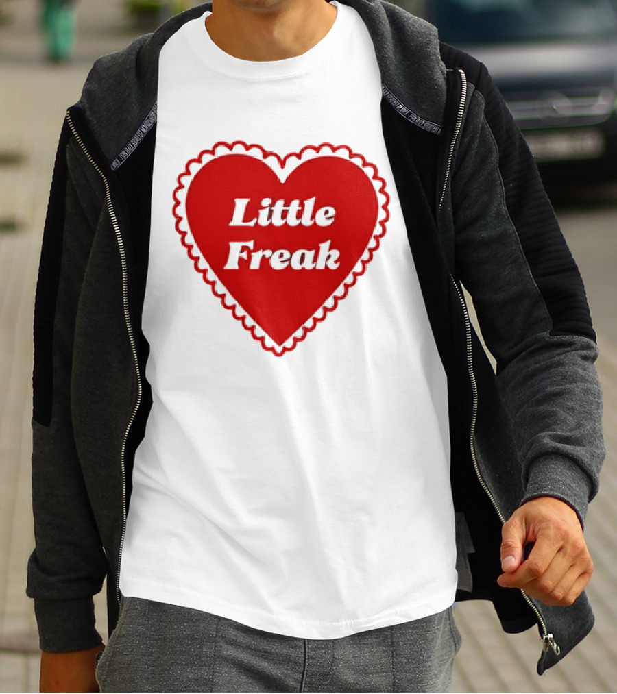 Little Freak Heart Red Scalloped Text T-Shirt