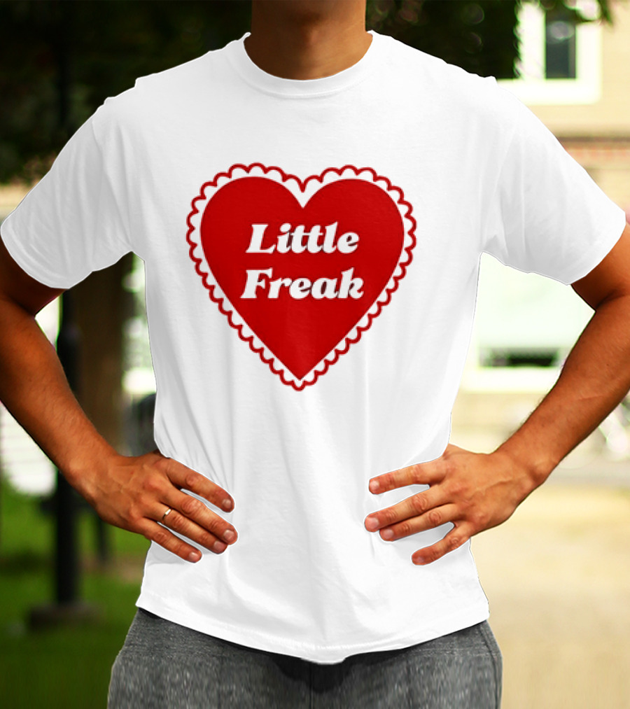 Little Freak Heart Red Scalloped Text T-Shirt