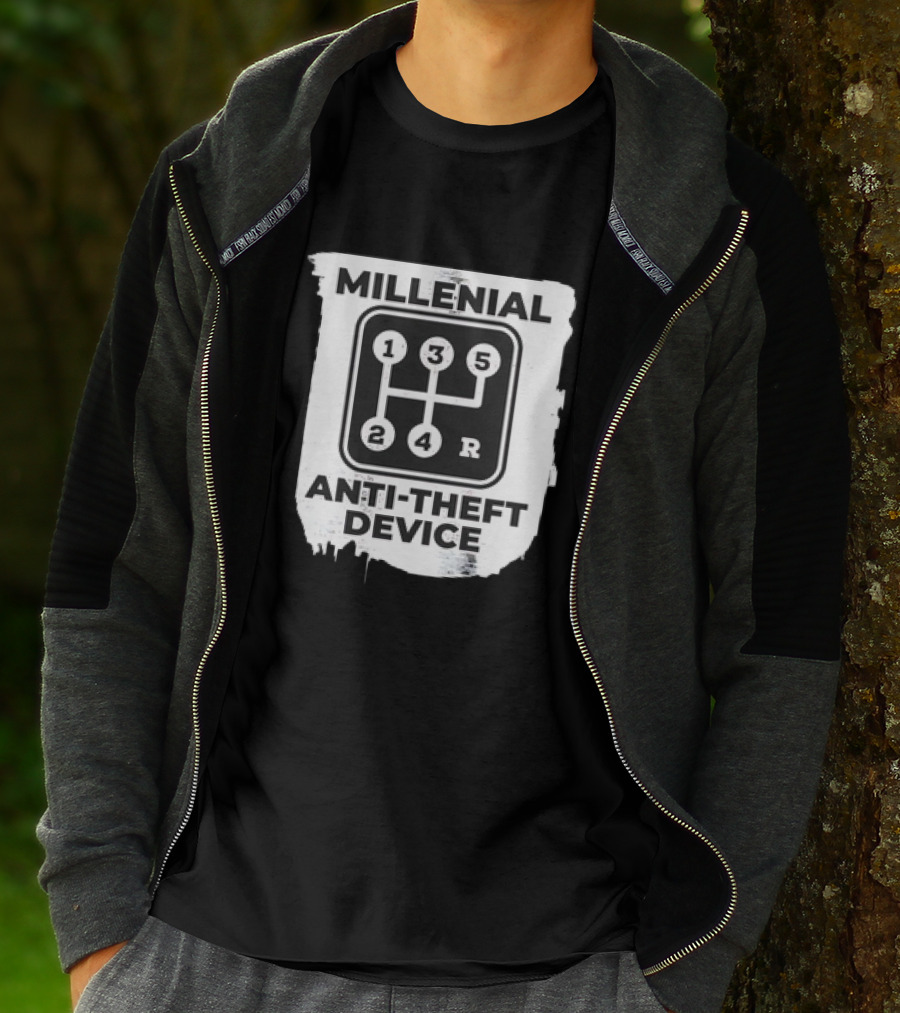 Millenial Anti-Theft Device Manual Gear Shift T-Shirt