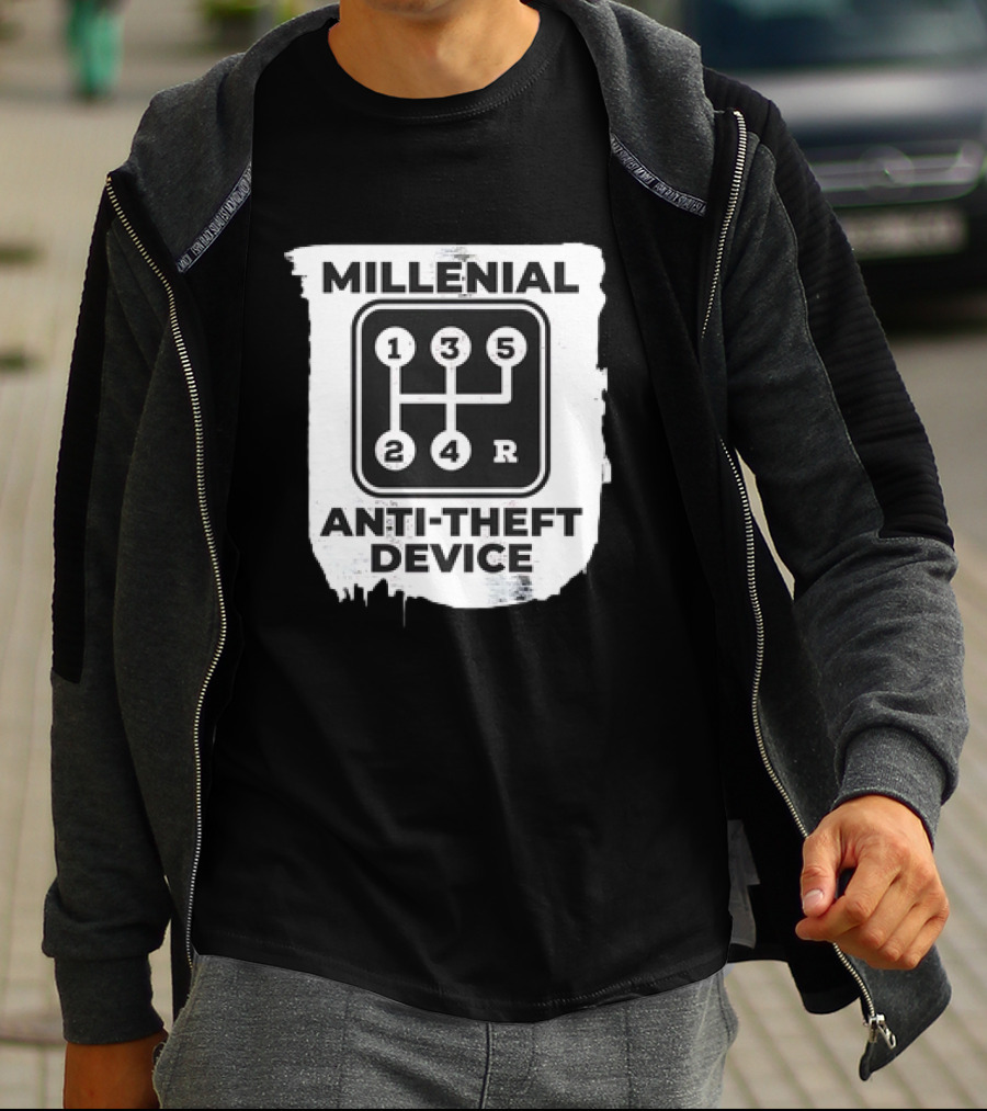 Millenial Anti-Theft Device Manual Gear Shift T-Shirt