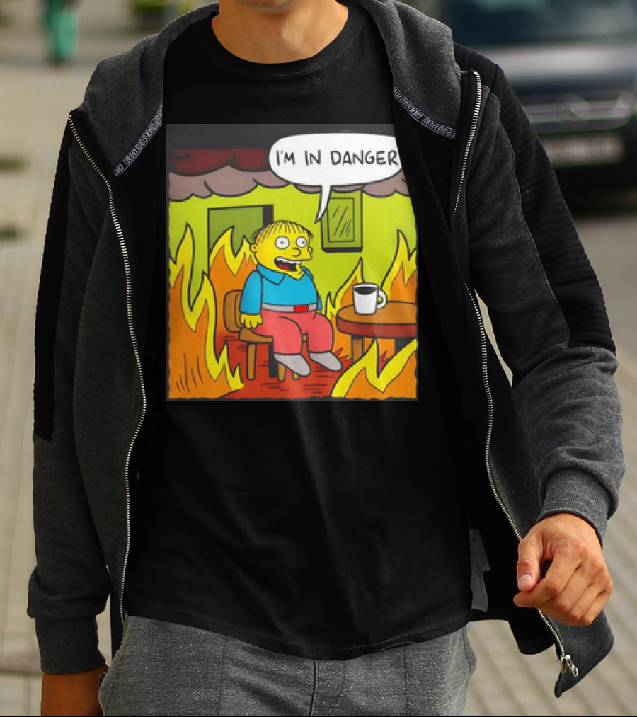 Ralph Wiggum I'm In Danger Surrounded By Flames T-Shirt