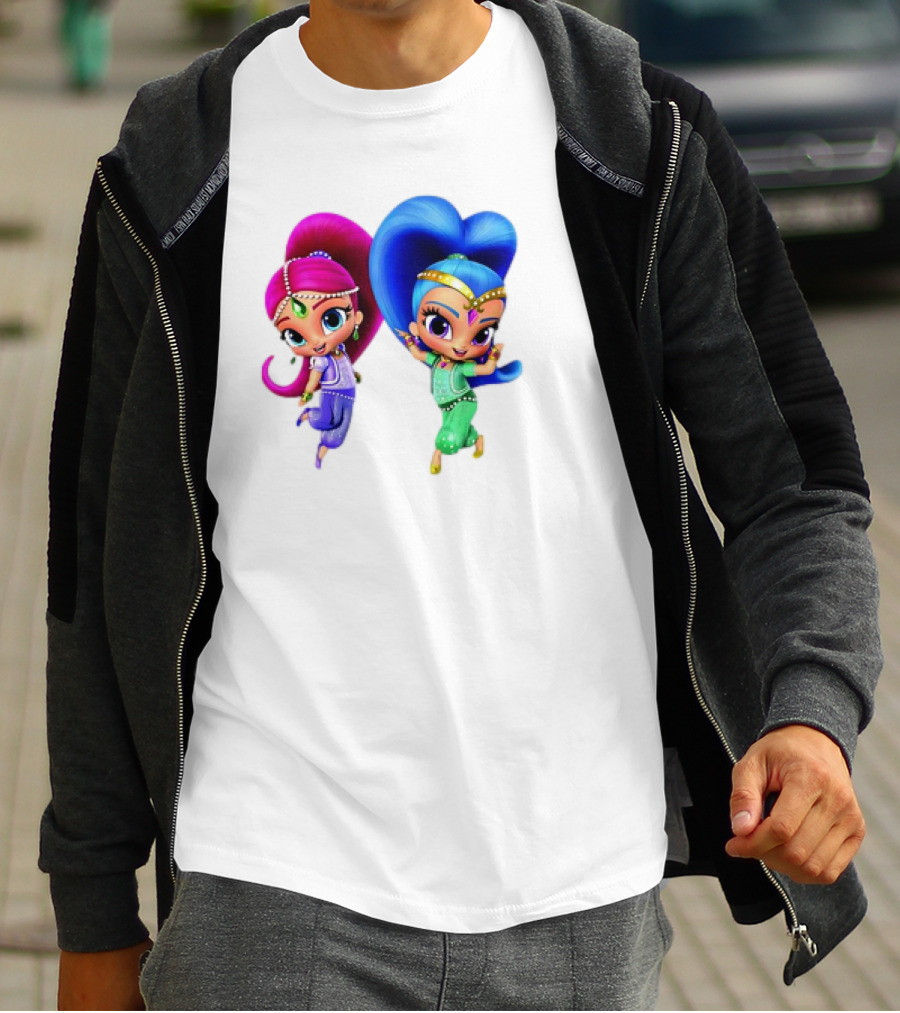 Shimmer And Shine Cartoon Girl Friend Duo With Vibrant Colors T-Shirt
