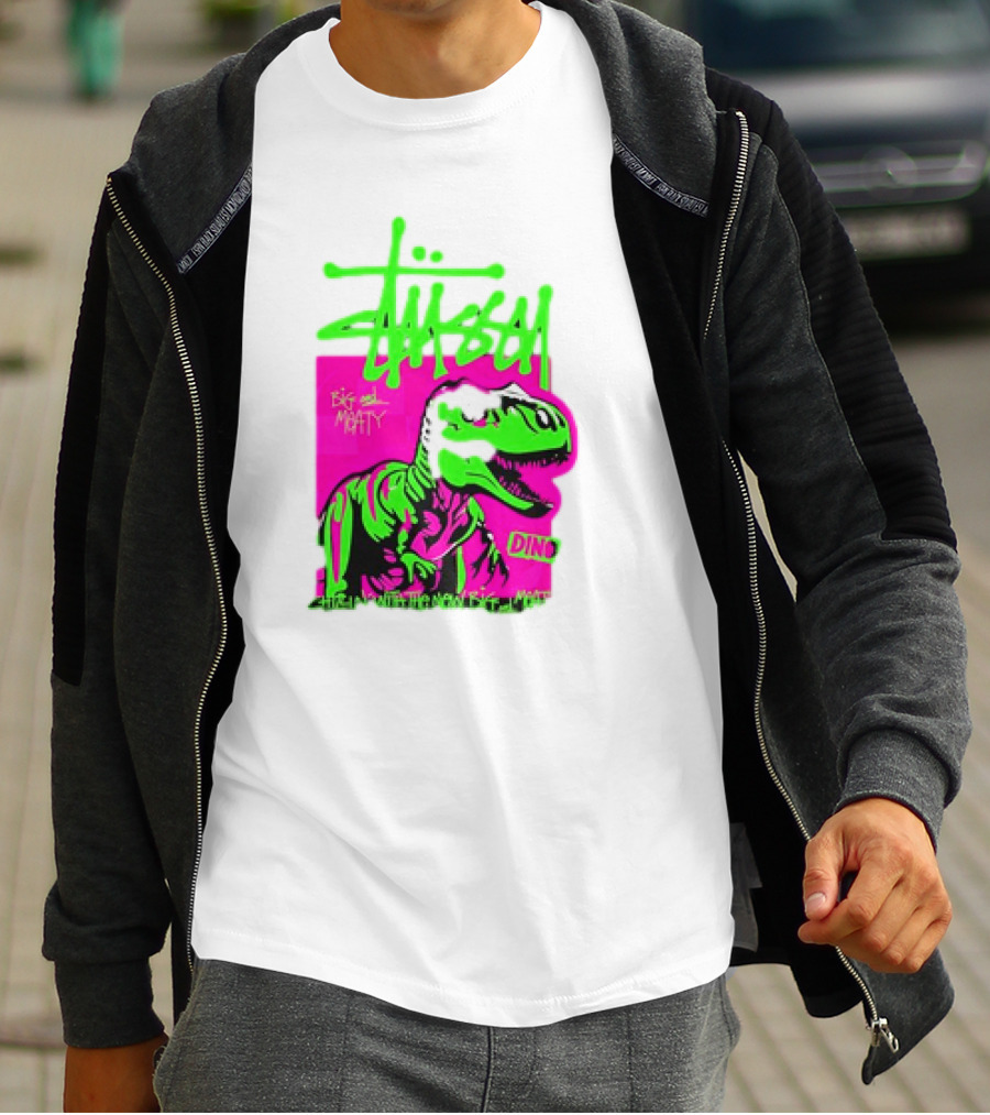 Stussy Big And Meaty Dino Cartoon T-Shirt