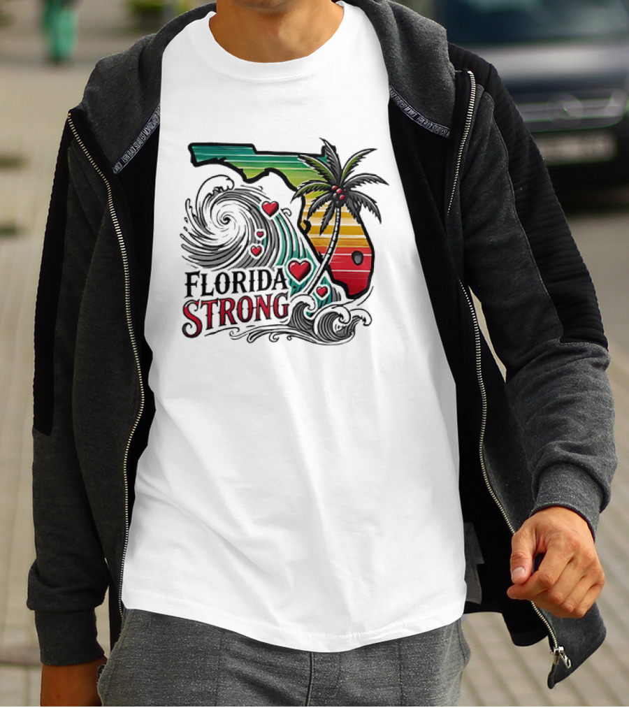 Florida Strong Wave Palm Heart T-Shirt