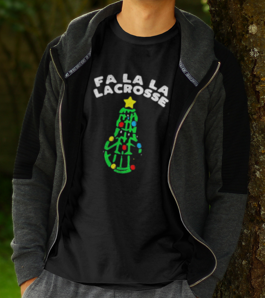 Fa La La Lacrosse Christmas Tree Holiday Sports T-Shirt