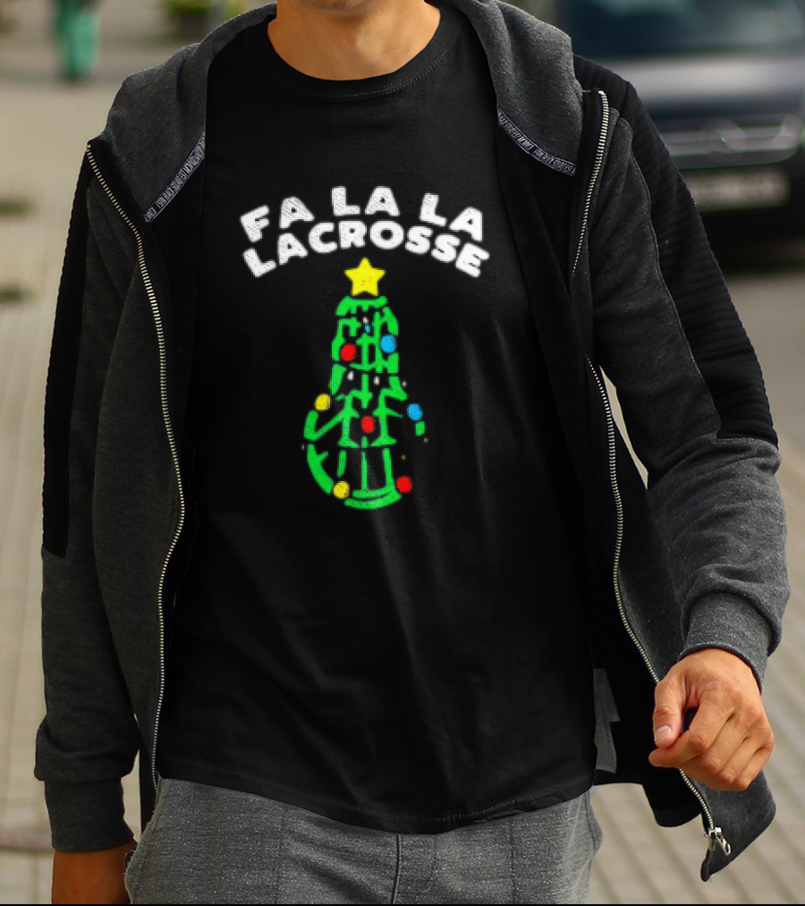 Fa La La Lacrosse Christmas Tree Holiday Sports T-Shirt