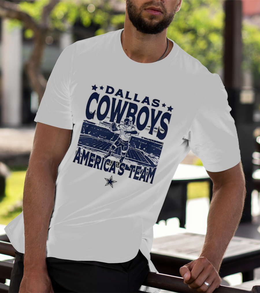 Dallas Cowboys America's Team Quarterback Stadium Blue T-Shirt