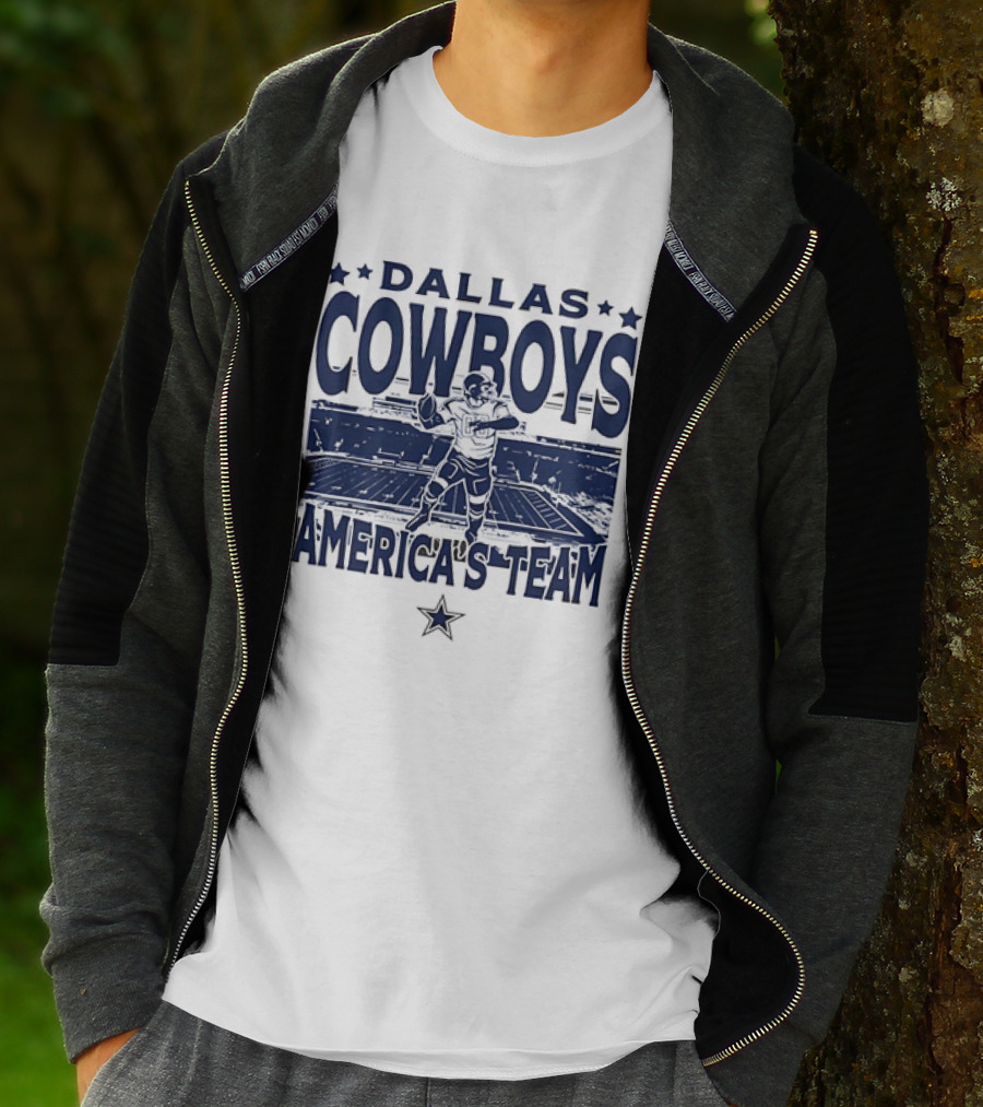 Dallas Cowboys America's Team Quarterback Stadium Blue T-Shirt