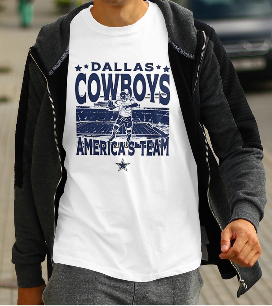 Dallas Cowboys America's Team Quarterback Stadium Blue T-Shirt