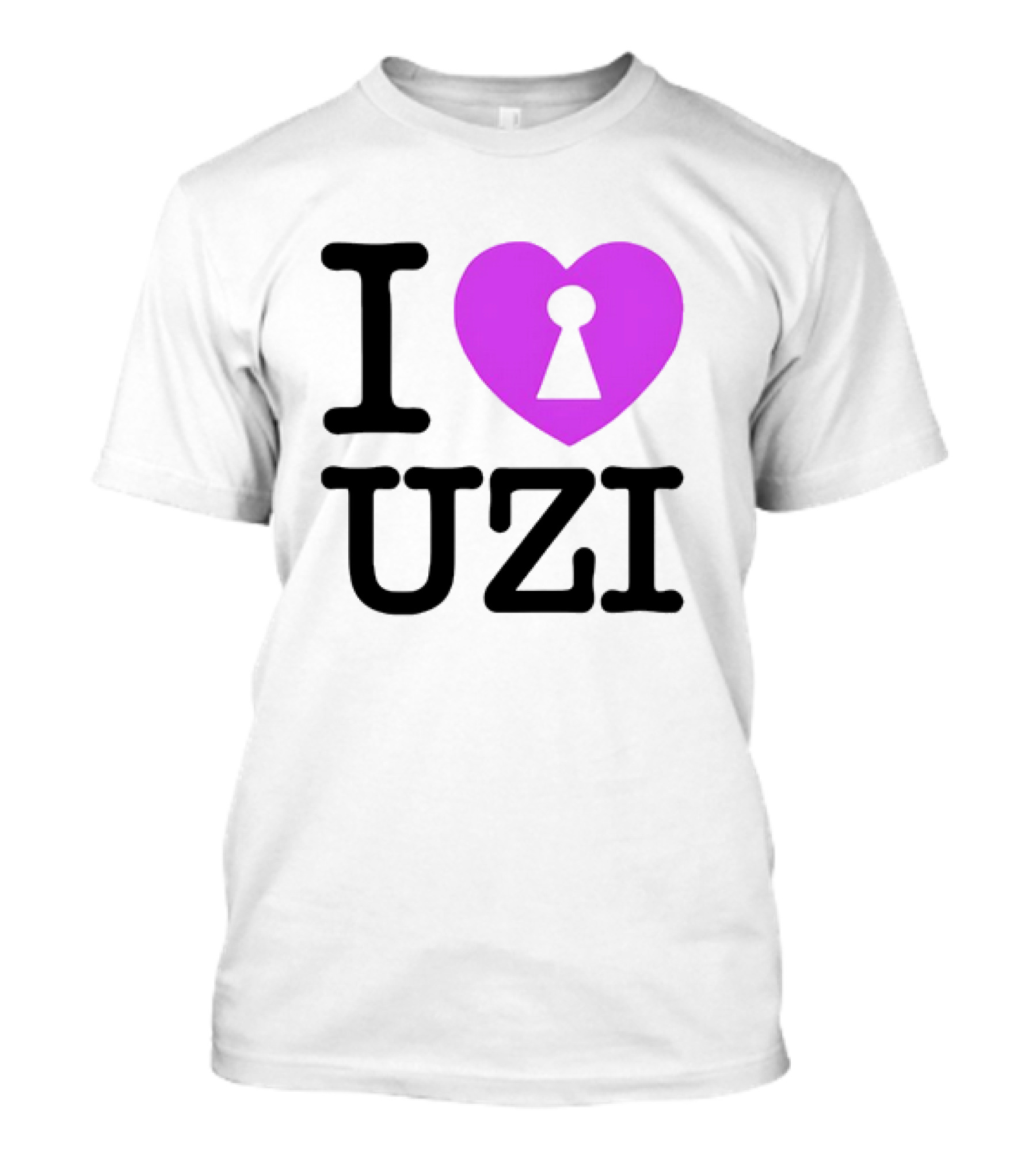 I Heart Uzi Keyhole Symbol In Purple T-Shirt
