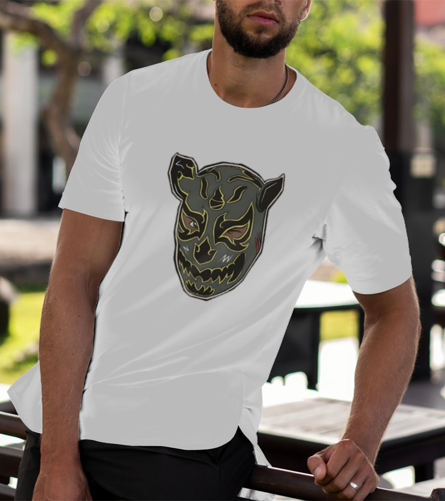 Luchador Black Mask With Grey And Yellow AEW T-Shirt