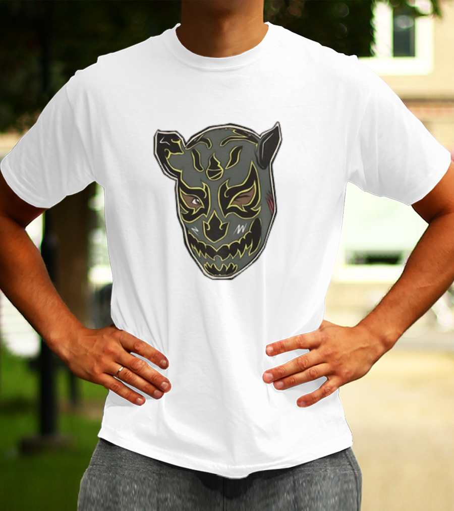 Luchador Black Mask With Grey And Yellow AEW T-Shirt