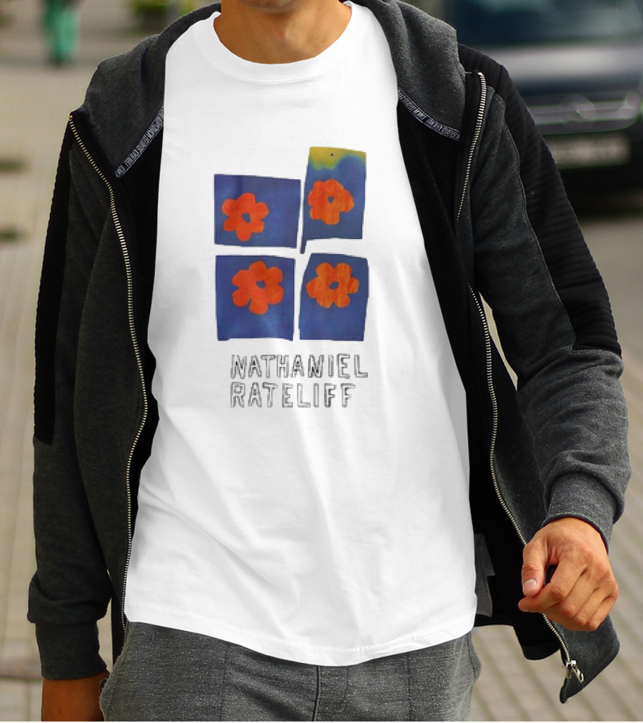 Nathaniel Rateliff Blue Squares Orange Flowers T-Shirt