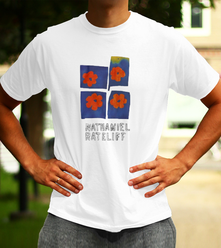 Nathaniel Rateliff Blue Squares Orange Flowers T-Shirt