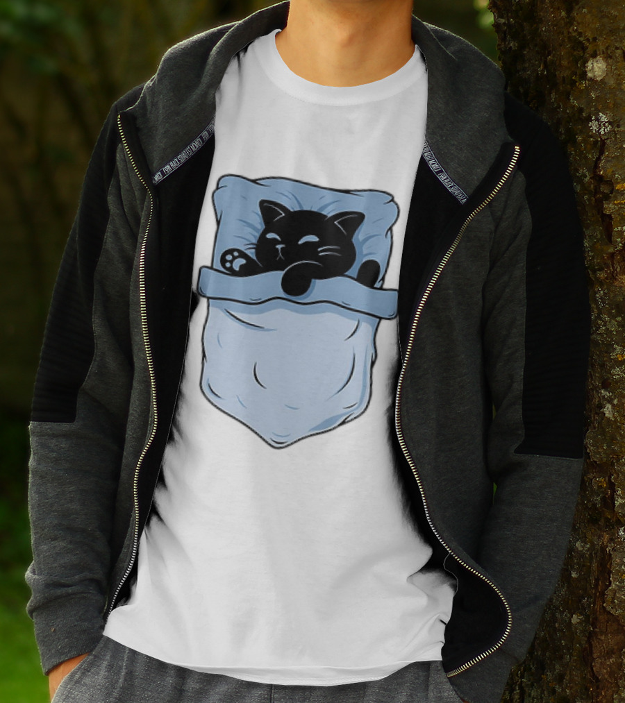 Pocket Nap Sleeping Cat Cuteness Cozy In Your Pocket T-Shirt