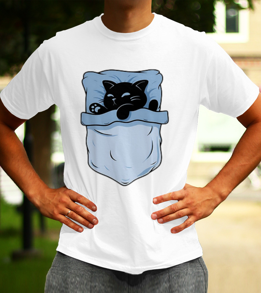 Pocket Nap Sleeping Cat Cuteness Cozy In Your Pocket T-Shirt