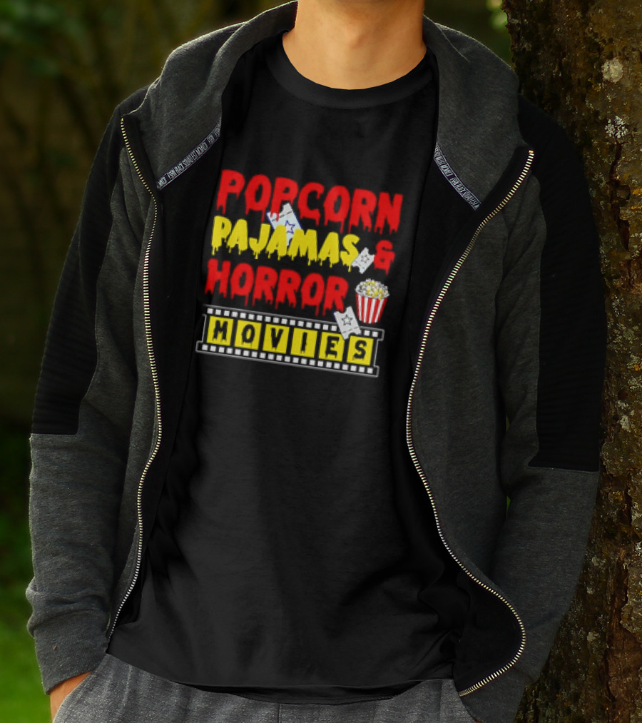 Popcorn Pajamas And Horror Movies T-Shirt