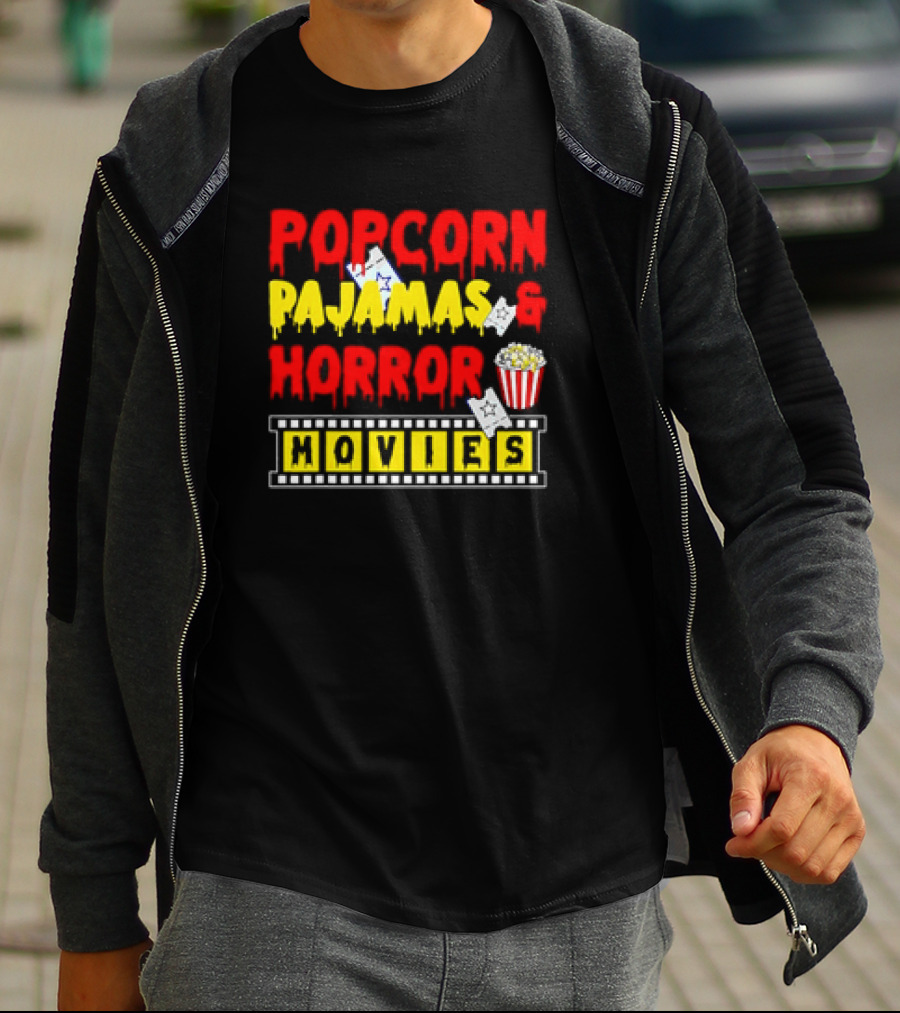 Popcorn Pajamas And Horror Movies T-Shirt