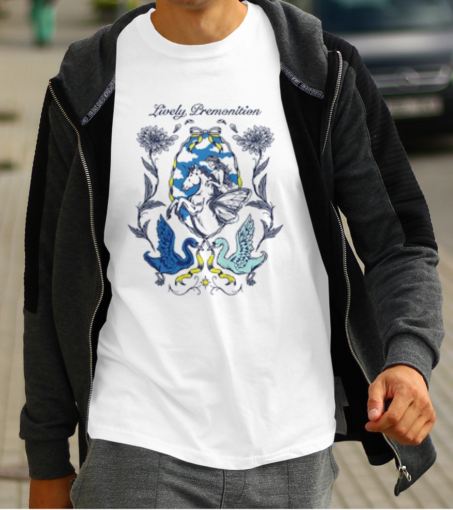 Lively Premonition Unicorn Fairy With Floral Swans T-Shirt