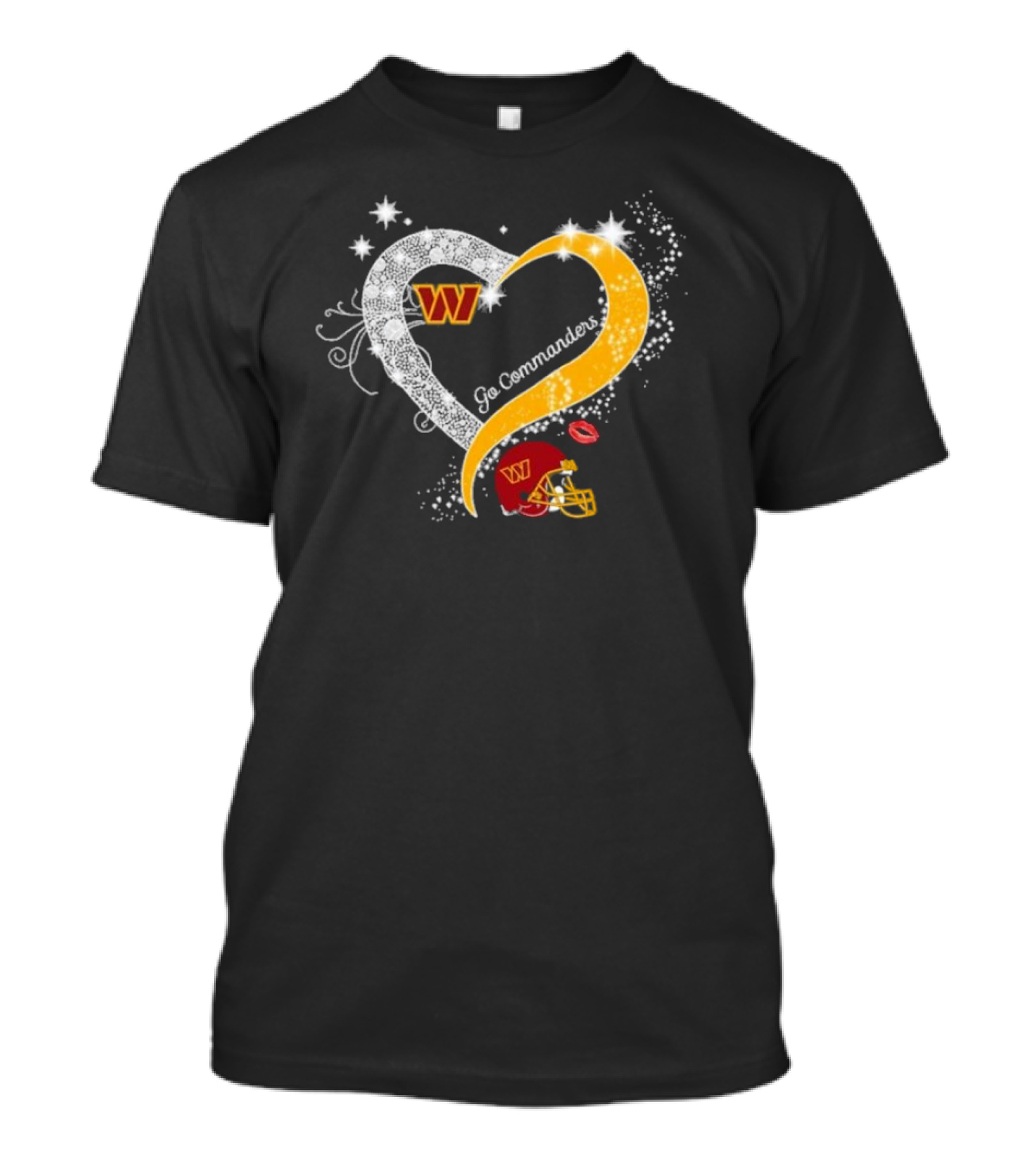 Hearts Washington Commanders Go Commanders Stars Helmet Football T-Shirt