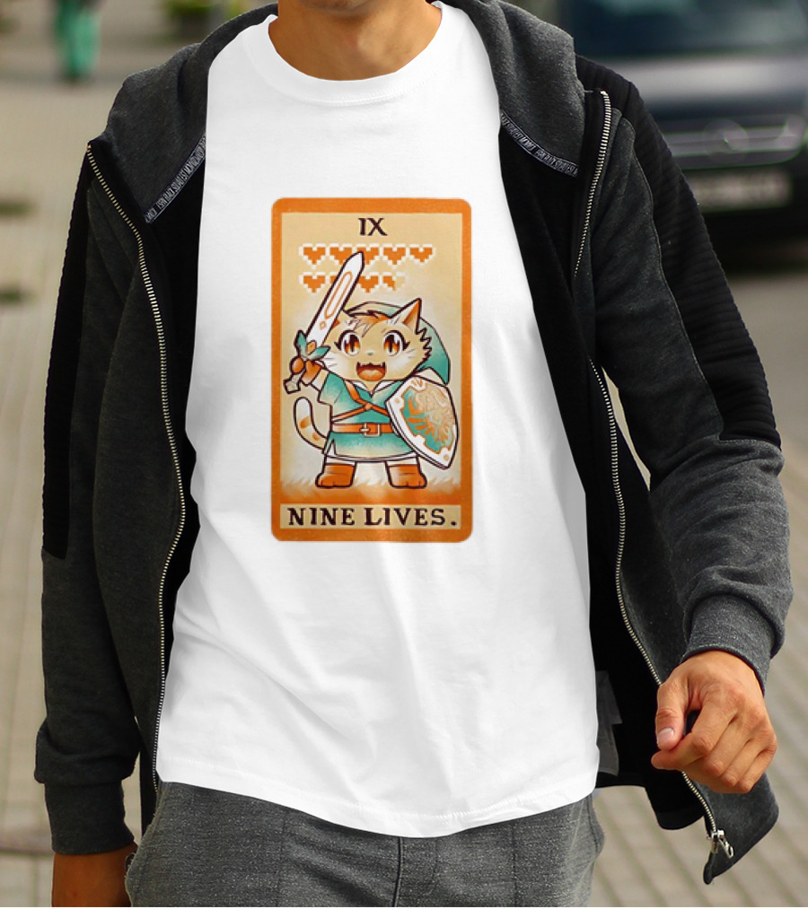 Nine Lives Tarot Cat IX Link The Legend Of Zelda T-Shirt