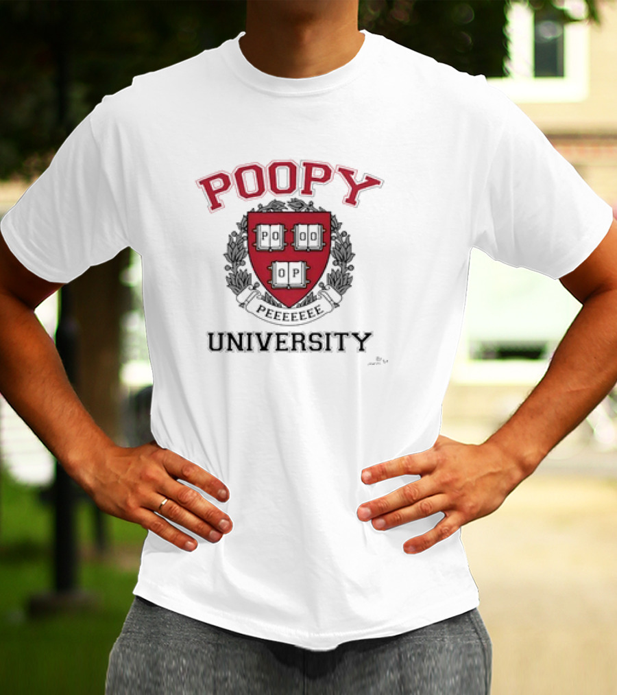 Poopy Peeeeeee Parody University Crest Shield Emblem T-Shirt