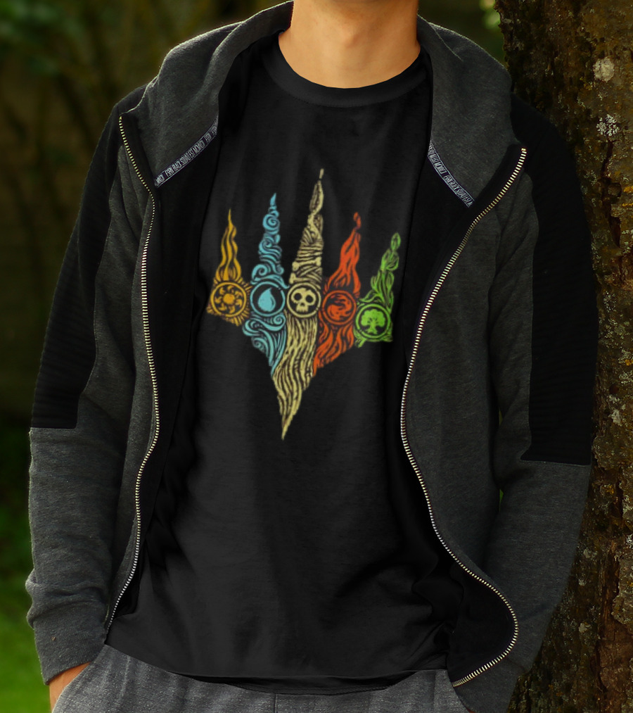 Magic The Gathering Five Mana Symbols Doodle T-Shirt