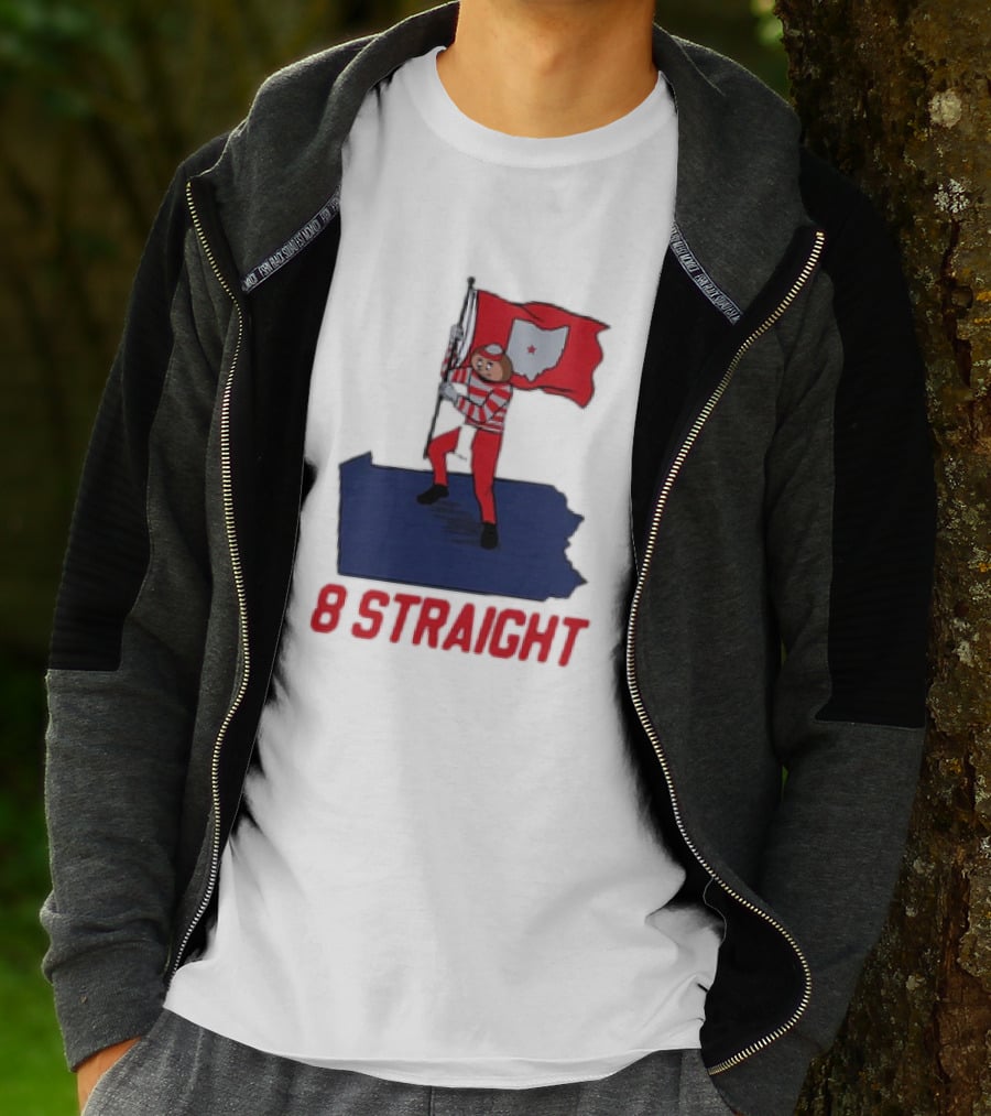 Ohio State Buckeyes Brutus Holding Flag 8 Straight T-Shirt
