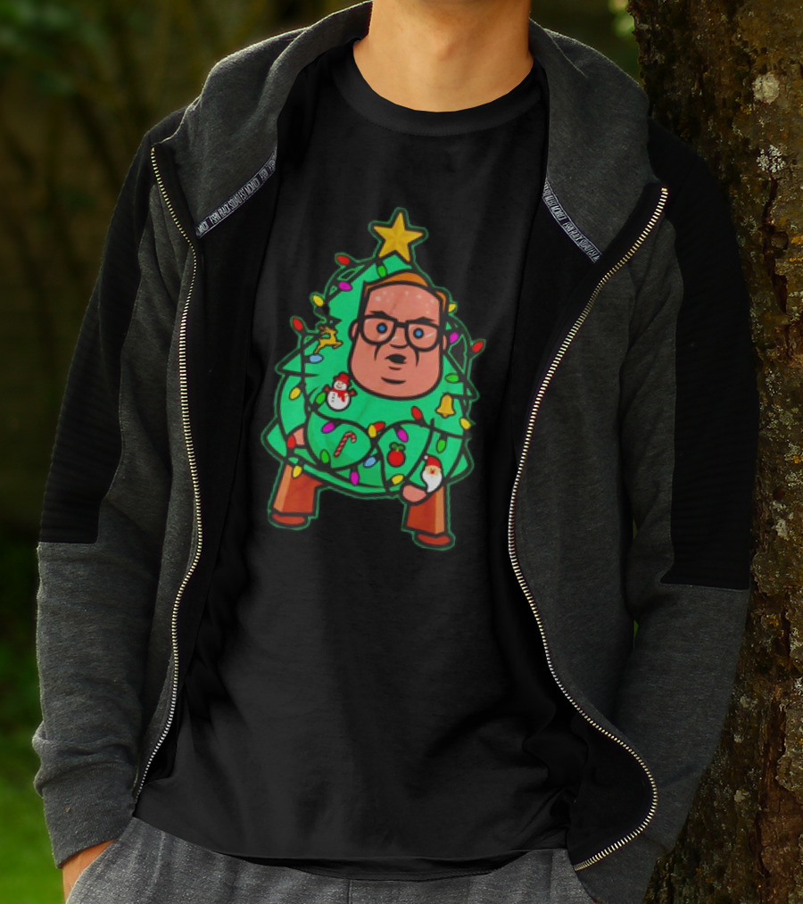 Foley Christmas Tree Lights Cartoon Character With Star And Decorated Ornaments T-Shirt