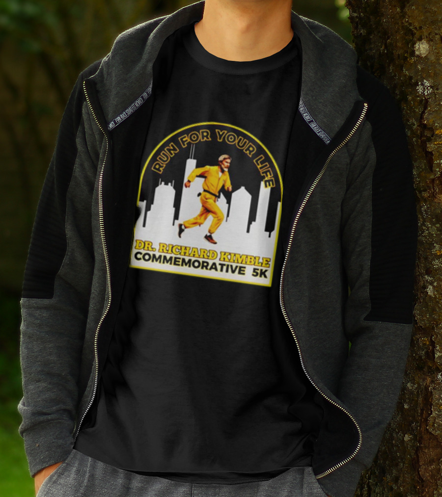 Run For Your Life Dr Richard Kimble Commemorative 5K Chase Through City T-Shirt