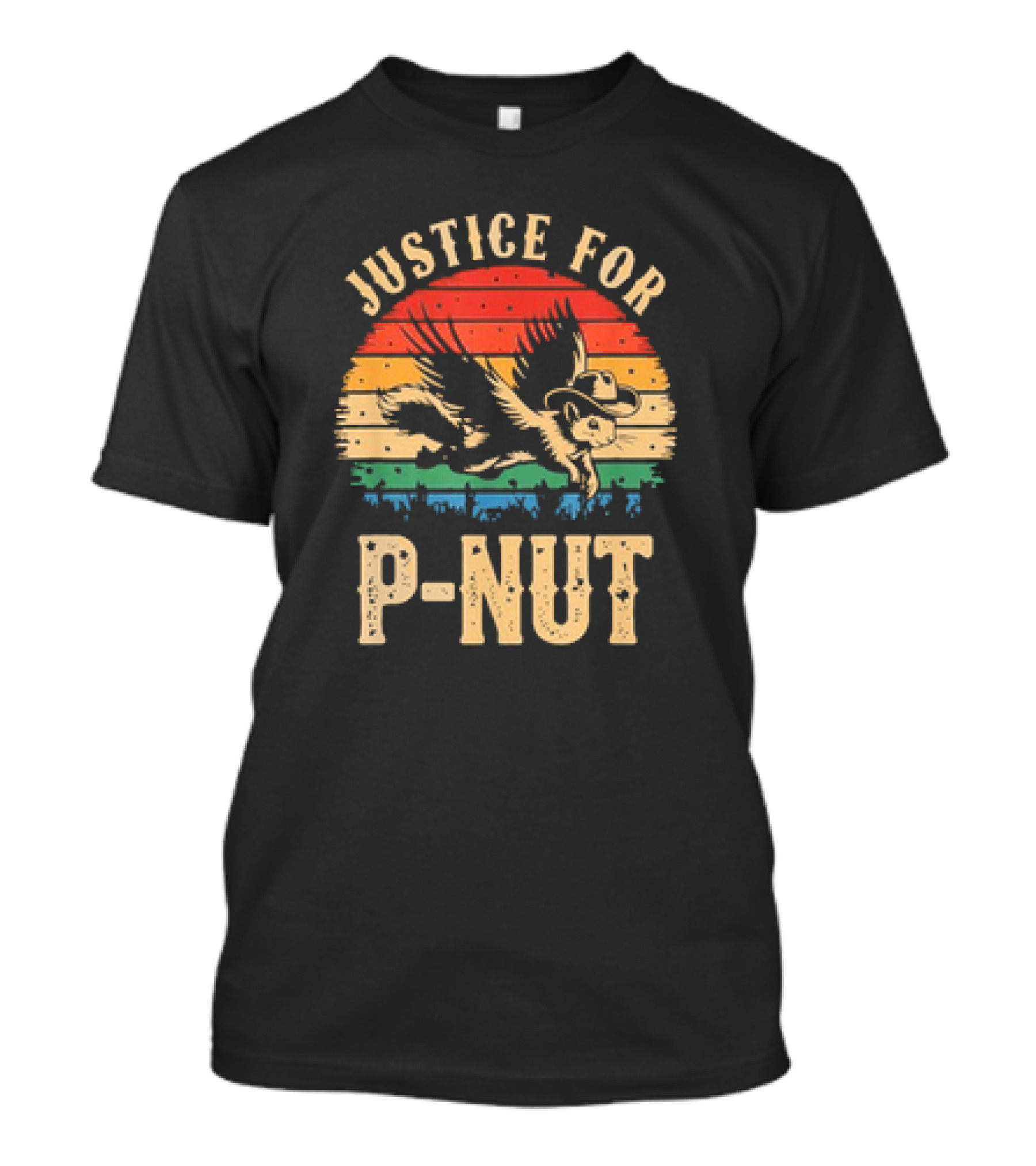 Justice For P-Nut Vintage Squirrel Lover Retro Sunset T-Shirt
