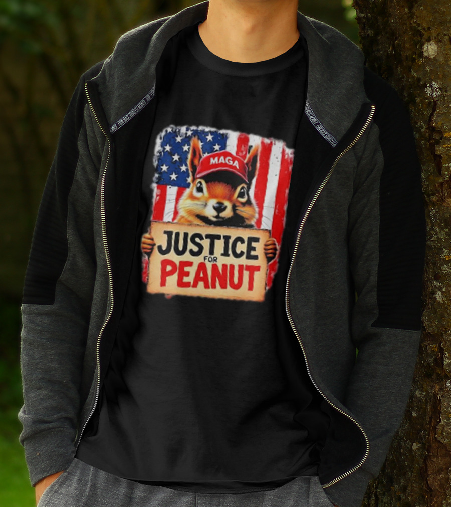Justice For Peanut The Squirrel MAGA American Flag T-Shirt