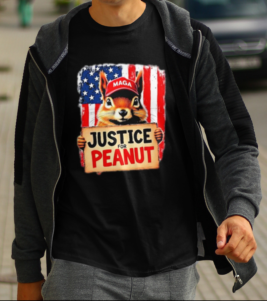Justice For Peanut The Squirrel MAGA American Flag T-Shirt