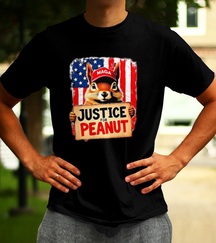 Justice For Peanut The Squirrel MAGA American Flag T-Shirt