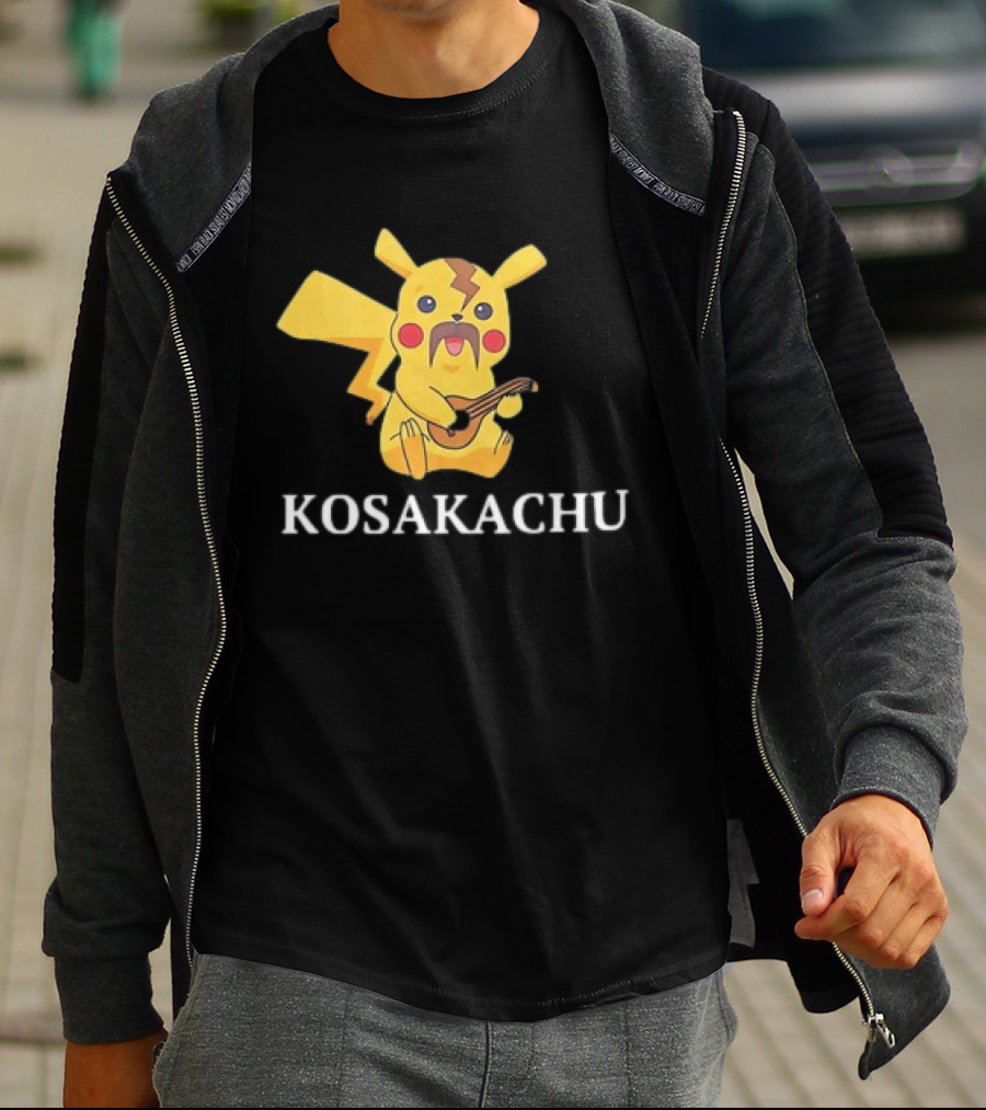 Kosakachu Pikachu Playing Guitar With Moustache T-Shirt