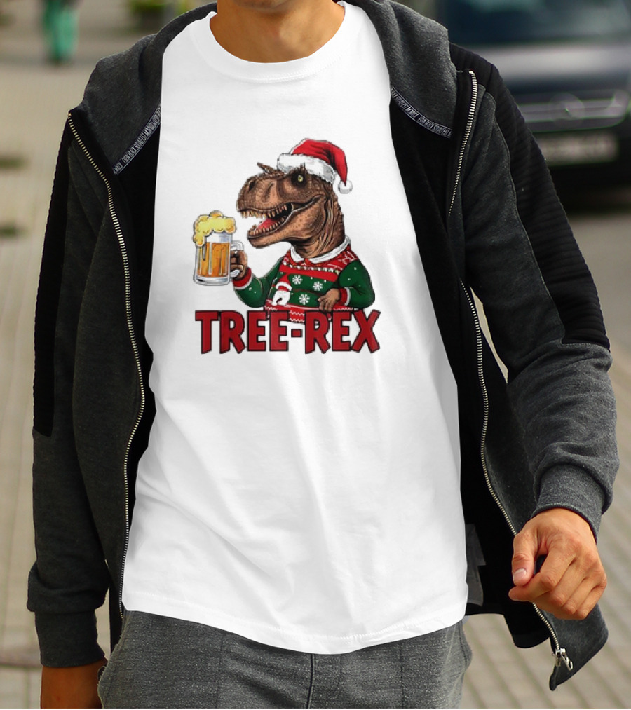 Christmas Tree-Rex Ugly Sweater Merry Beer Dinosaur Trex T-Shirt