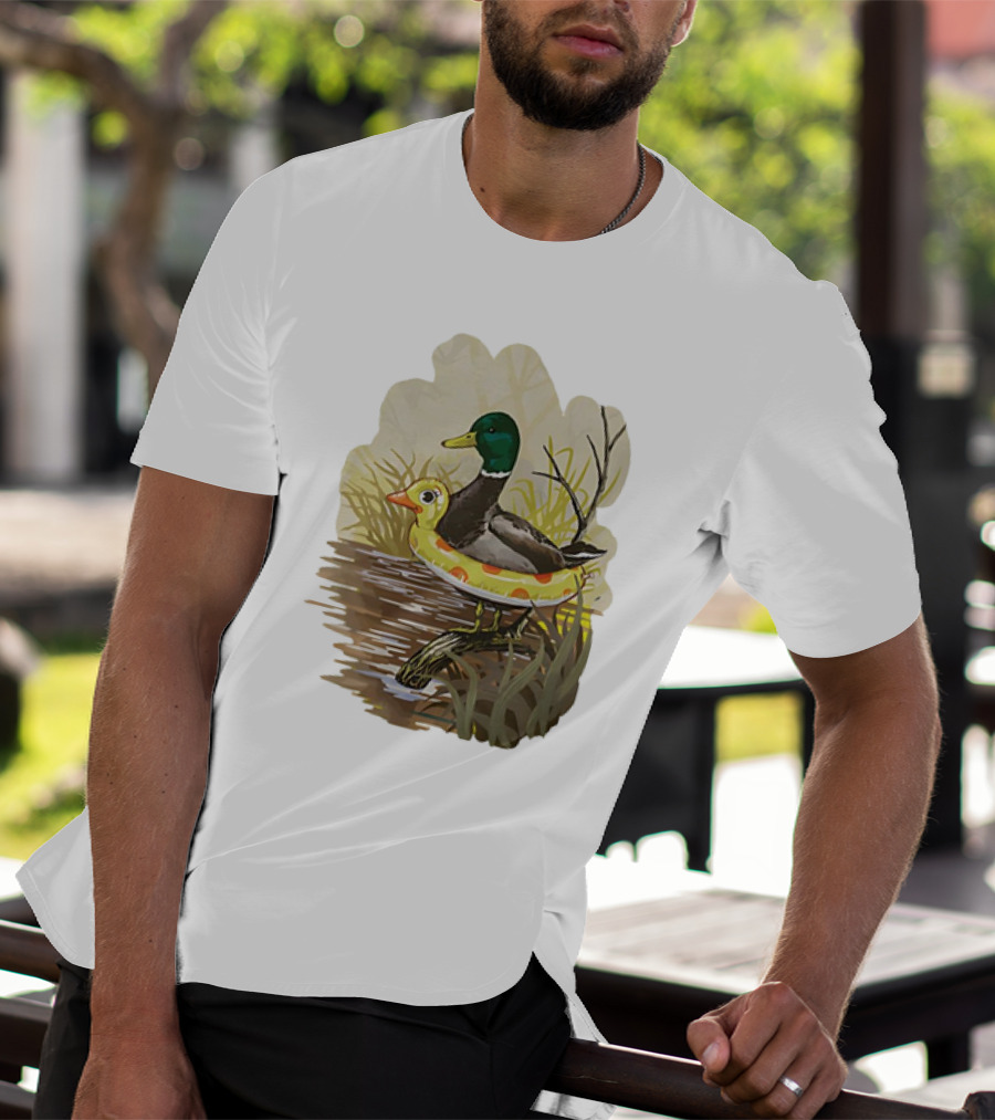 Duck In Training With Swim Ring By Pond T-Shirt