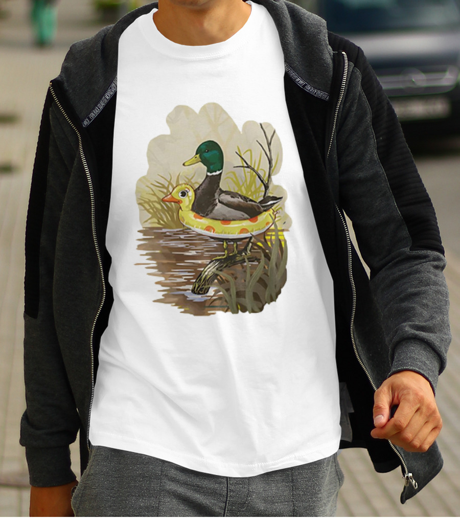 Duck In Training With Swim Ring By Pond T-Shirt