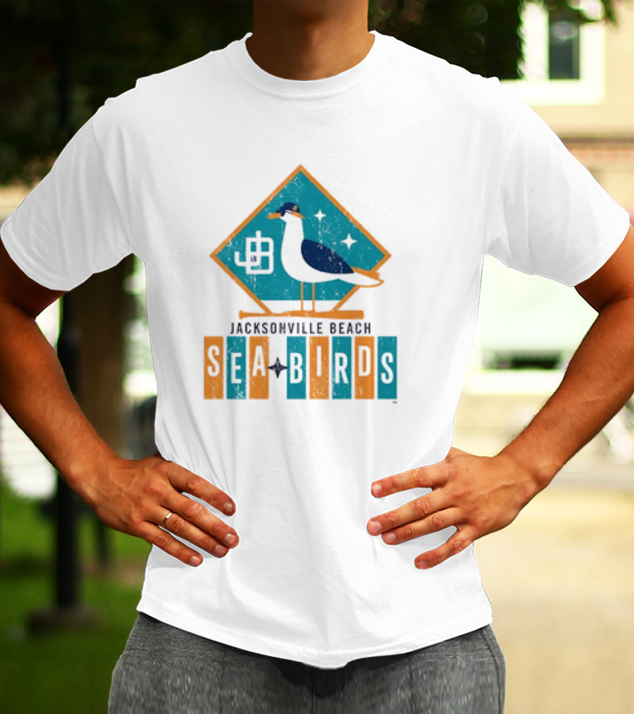 Hometown Collection Jacksonville Beach Sea Birds Logo With Geometric Diamond And Stylized Seagull T-Shirt