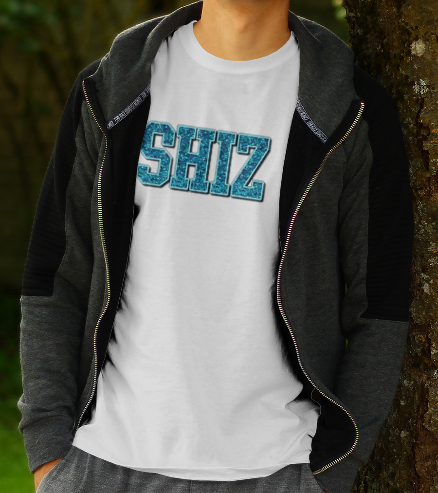 SHIZ Glitter Bold Blue Text T-Shirt