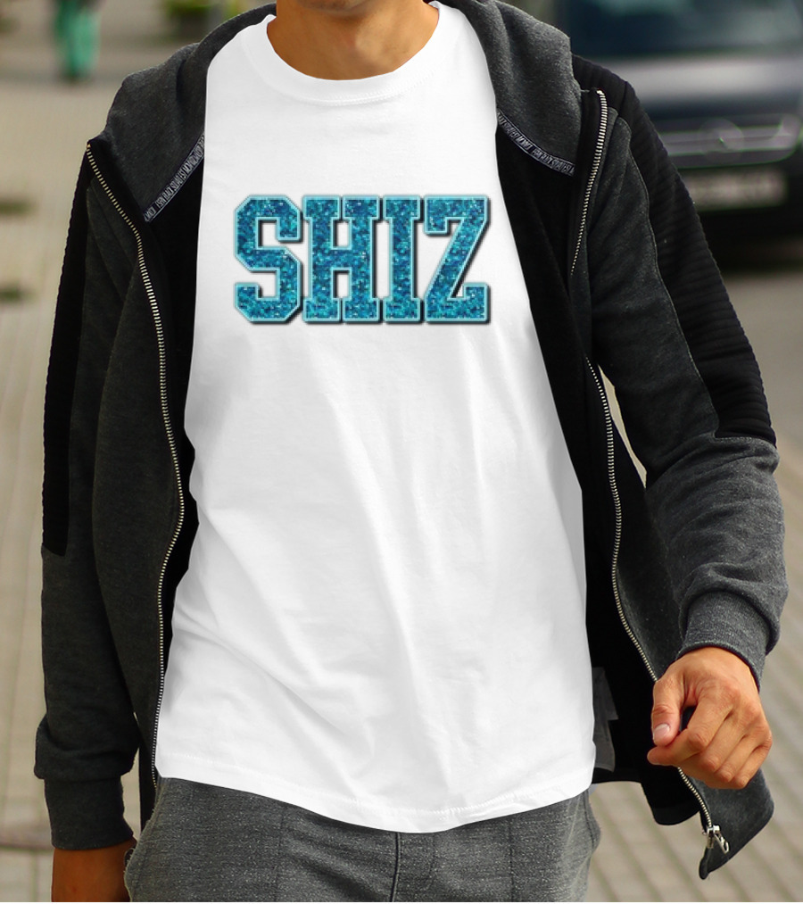 SHIZ Glitter Bold Blue Text T-Shirt
