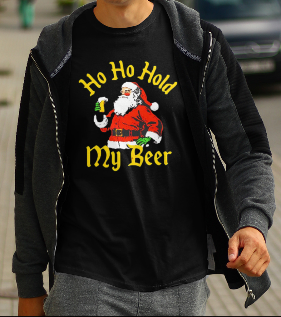 Ho Ho Hold My Beer Santa Christmas T-Shirt