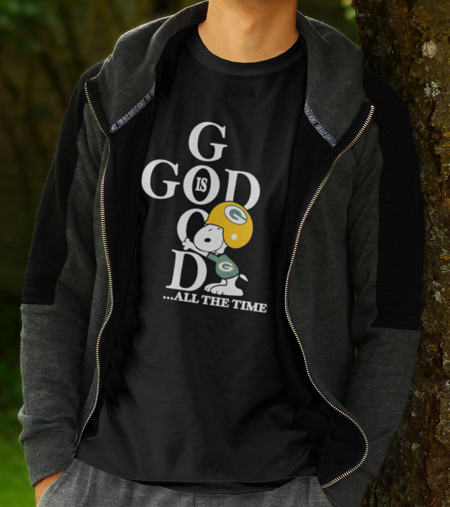 Green Bay Packers Snoopy God Is Good All The Time Football Helmet T-Shirt