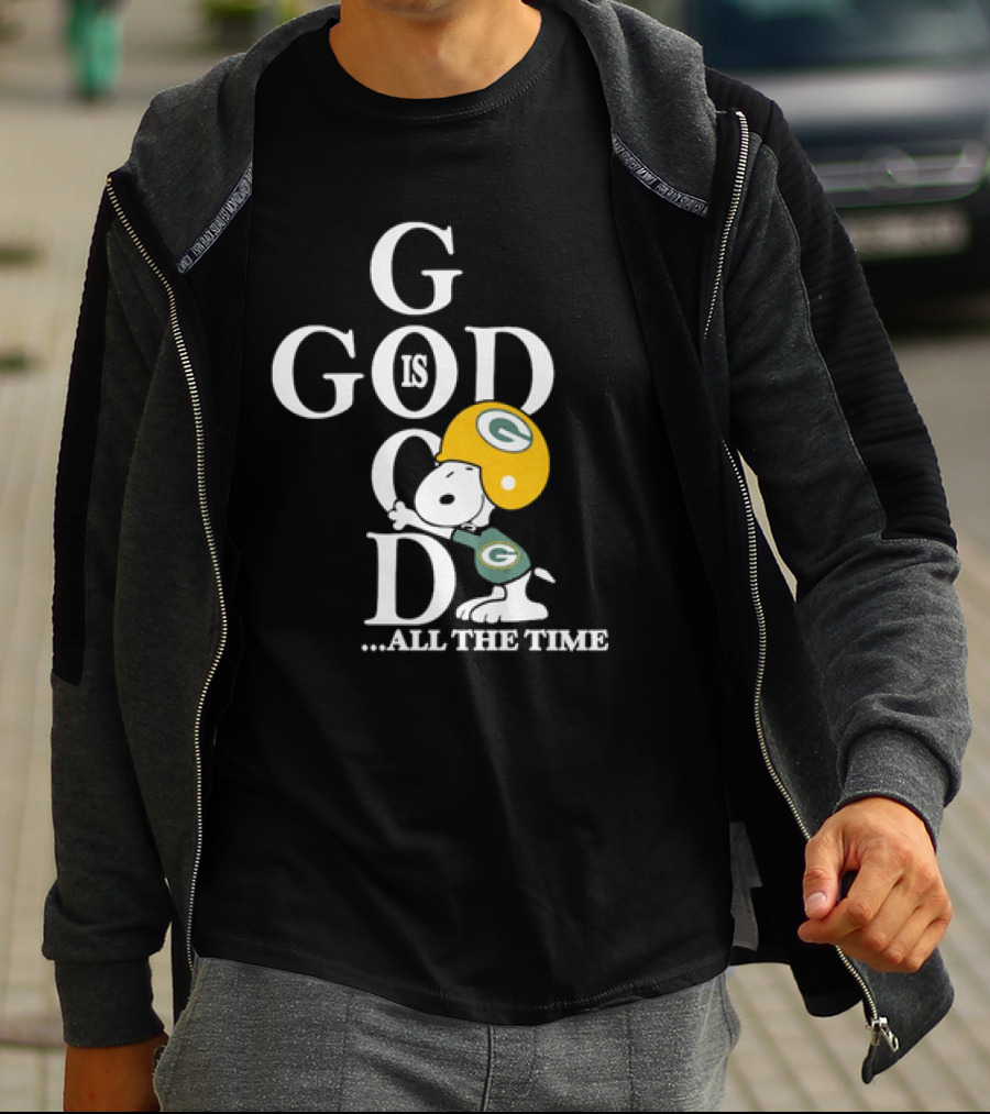Green Bay Packers Snoopy God Is Good All The Time Football Helmet T-Shirt