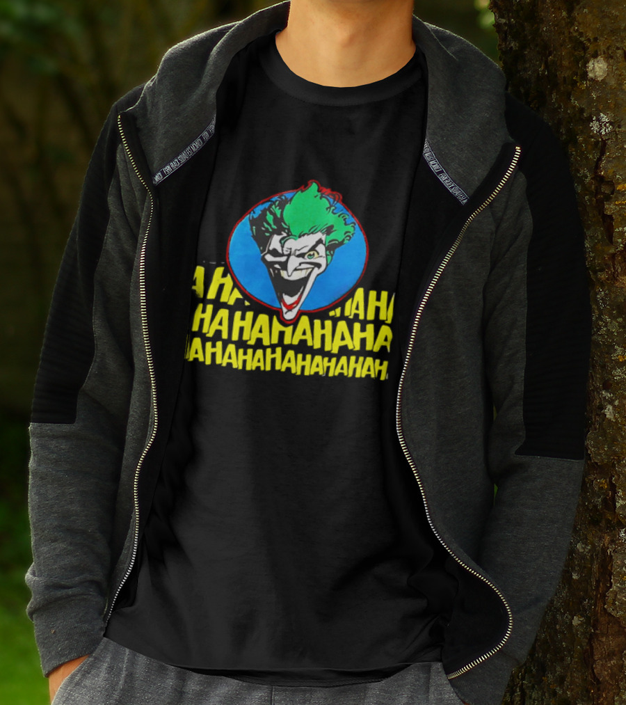 Joker DC Comics 1989 Hahahaha Vintage Iconic Laughing Face And Text T-Shirt