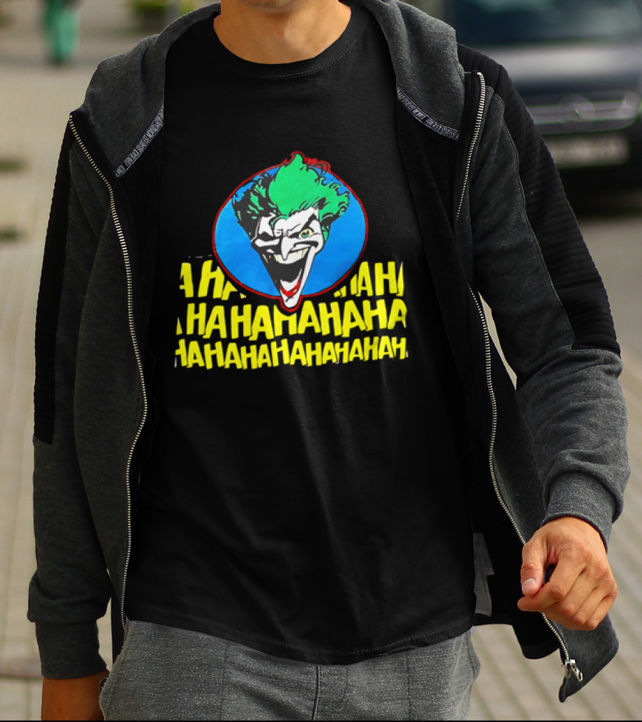 Joker DC Comics 1989 Hahahaha Vintage Iconic Laughing Face And Text T-Shirt