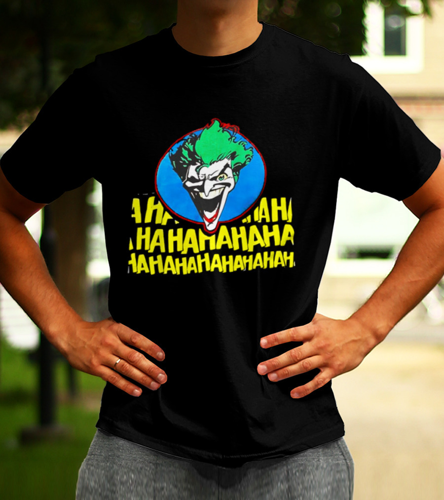 Joker DC Comics 1989 Hahahaha Vintage Iconic Laughing Face And Text T-Shirt